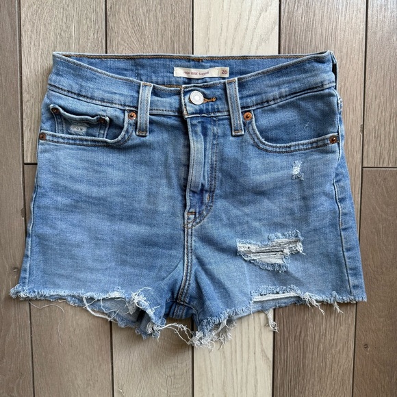 Levi's Blue Jean Shorts Distressed high rise - Picture 1 of 6